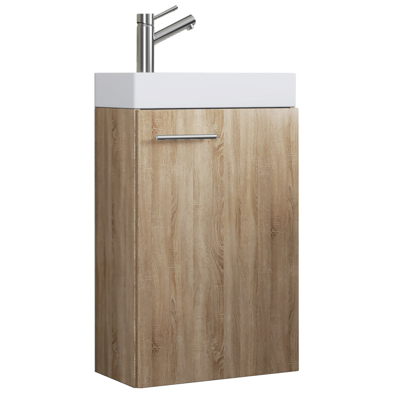 LineaViva di Ezooza Mobile Sospeso con lavabo in ceramica di alta qualità, Rovere Sonoma , lavabo Bianco