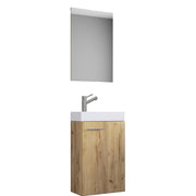 LineaViva Mobile Sospeso con lavabo in ceramica di alta qualità e specchio, Rovere miele , lavabo Bianco