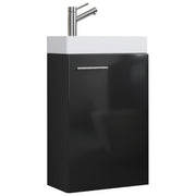 LineaViva di Ezooza Mobile Sospeso con lavabo in ceramica di alta qualità, Nero , lavabo Bianco