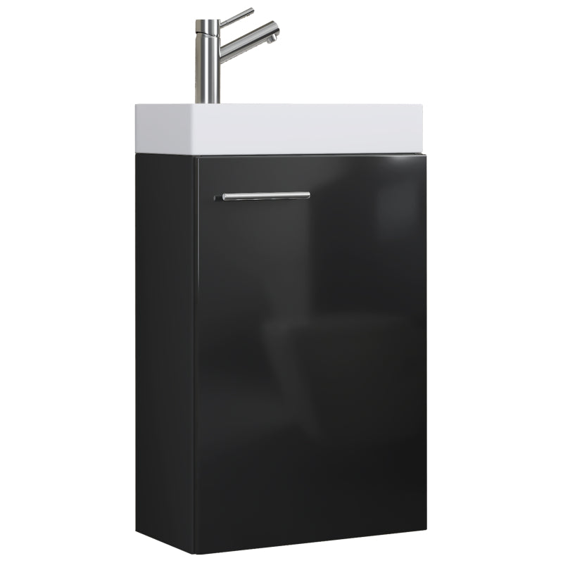 LineaViva di Ezooza Mobile Sospeso con lavabo in ceramica di alta qualità, Nero , lavabo Bianco