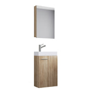 LineaViva di Ezooza Mobile Sospeso con lavabo in ceramica di alta qualità e mobile specchio, Rovere Sonoma , lavabo Bianco