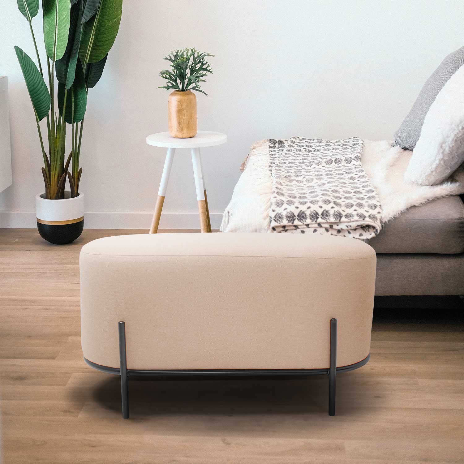 LIPSIA LINEN - Pouf ovale in tessuto