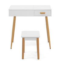 IDMarket - LISA Mobiletto scandinavo bianco con specchio LED pieghevole e sgabello
