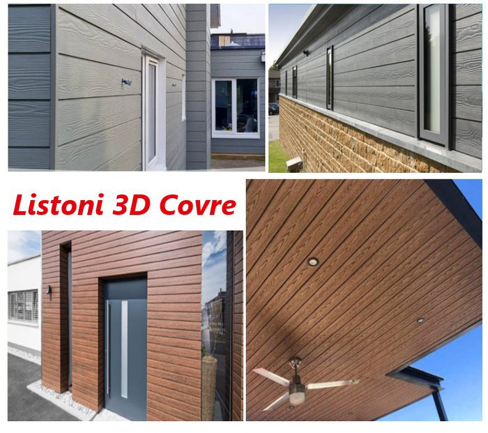 Listoni WPC 3D Covre 30m² per rivestimenti colore Antracite listone 174x2200mm spessore 21mm
