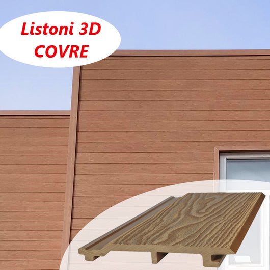 Listoni WPC 3D Covre 20m² per rivestimenti colore Teak Plus listone 174x2200mm spessore 21mm