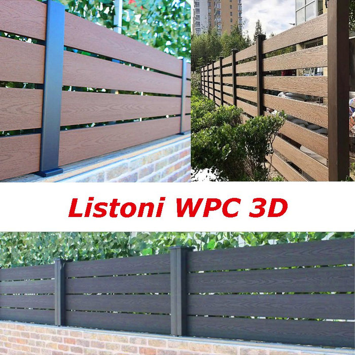 Listoni WPC 3D L196xH183cm per recinzione colore Rovere listone 150x1805mm spessore 20mm