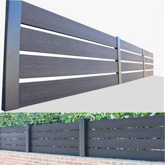 Listoni WPC 3D L196xH183cm per recinzione colore Grigio listone 150x1805mm spessore 20mm