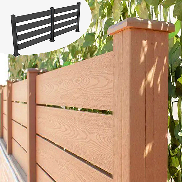 Listoni WPC 3D L196xH183cm per recinzione colore Teak listone 150x1805mm spessore 20mm