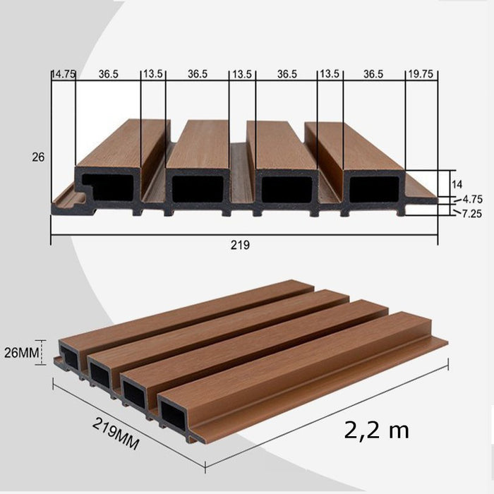 Listoni WPC Elegant 5m² per rivestimenti colore Bianco listone co-estruso 219x2200mm spessore 26mm