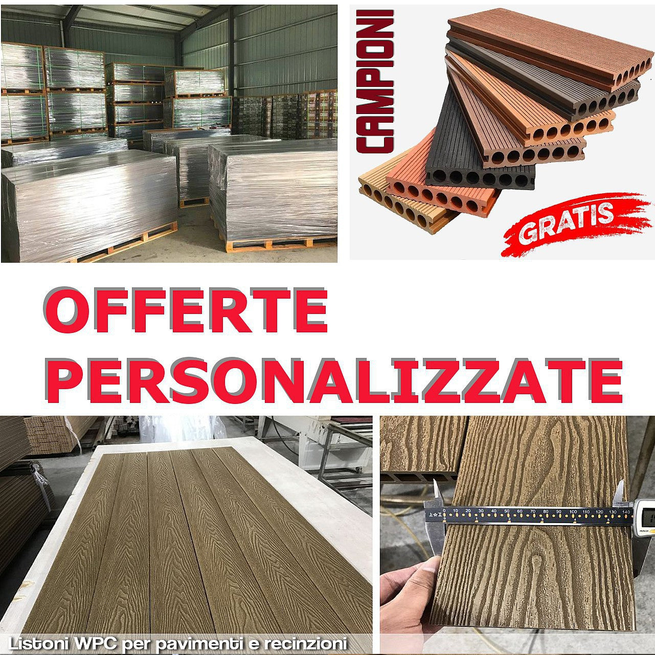 Listone WPC 3D 15m² per pavimentazione decking colore Smoky Grey effetto legno listone 146x2200mm spessore 25mm