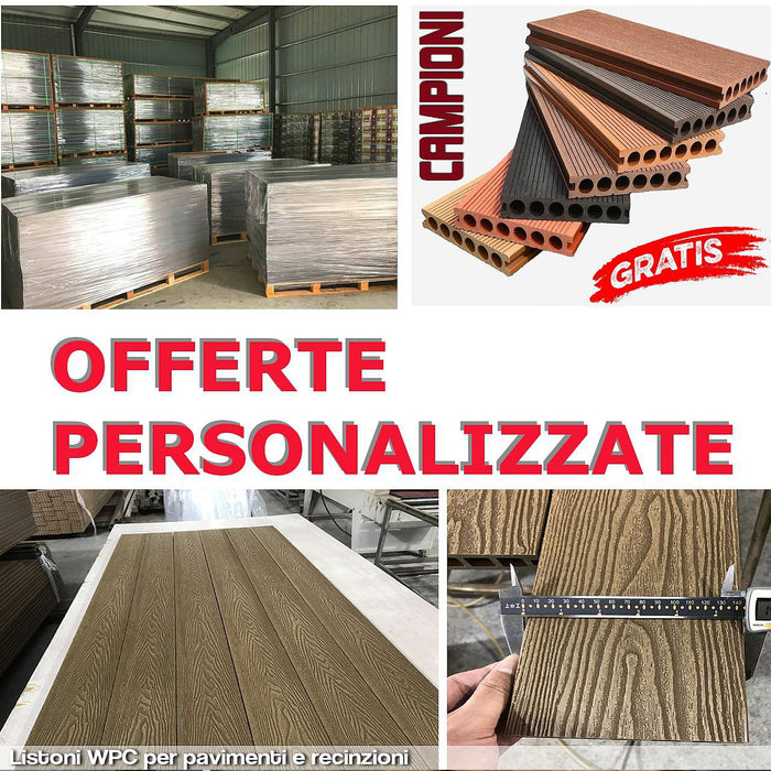 Listone WPC 3D 15m² per pavimentazione decking colore Smoky Grey effetto legno listone 146x2200mm spessore 25mm