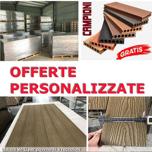 Listone WPC 3D 30m² per pavimentazione decking colore Smoky Grey effetto legno listone 146x2200mm spessore 25mm