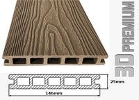 Listone WPC 3D 40m² per pavimentazione decking colore Cream effetto legno listone 146x2200mm spessore 25mm