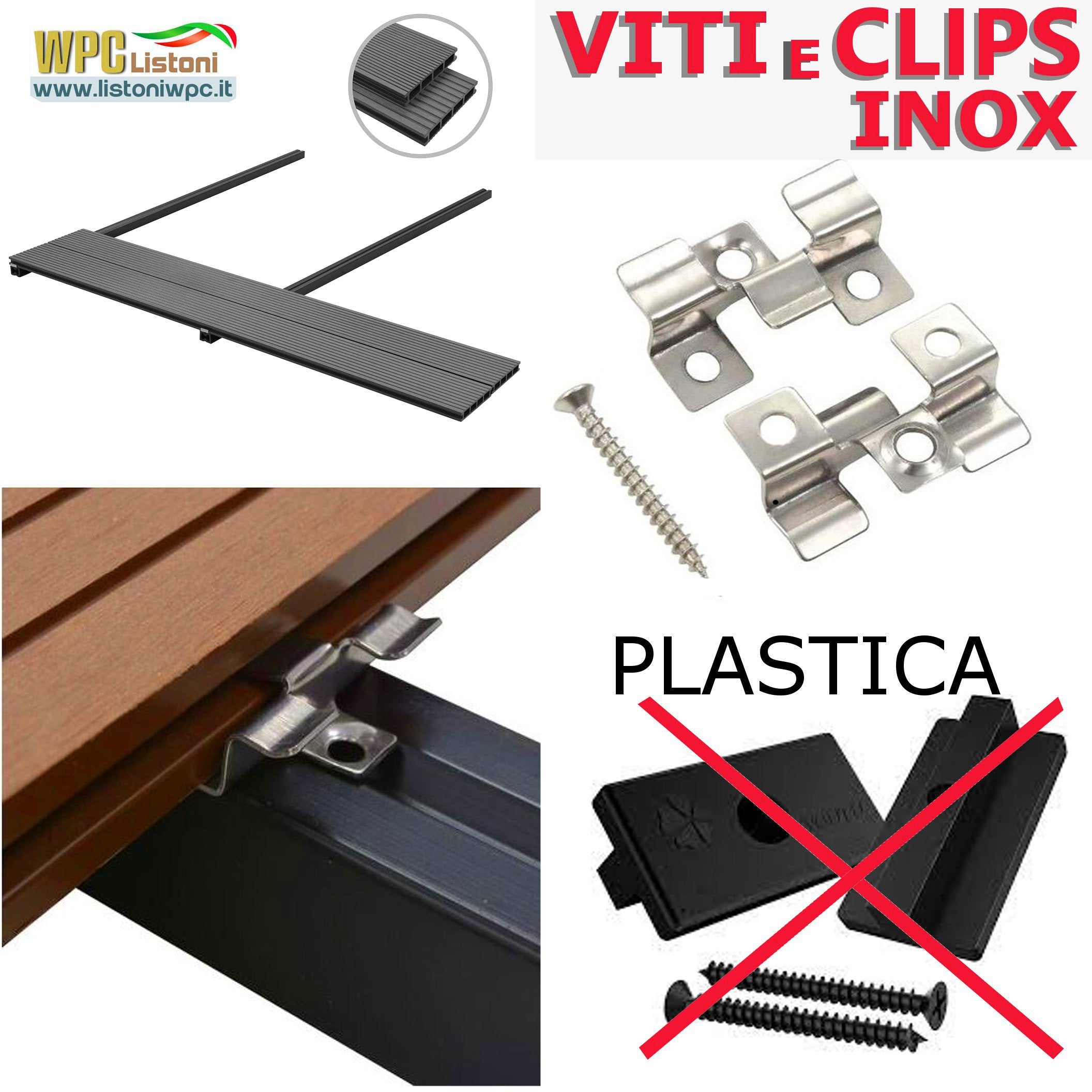 Listone WPC 3D 30m² per pavimentazione decking colore Smoky Grey effetto legno listone 146x2200mm spessore 25mm