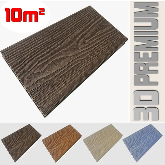 Listone WPC 3D 10m² per pavimentazione decking colore Chocolate effetto legno listone 146x2200mm spessore 25mm