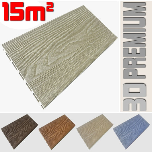 Listone WPC 3D 15m² per pavimentazione decking colore Cream effetto legno listone 146x2200mm spessore 25mm