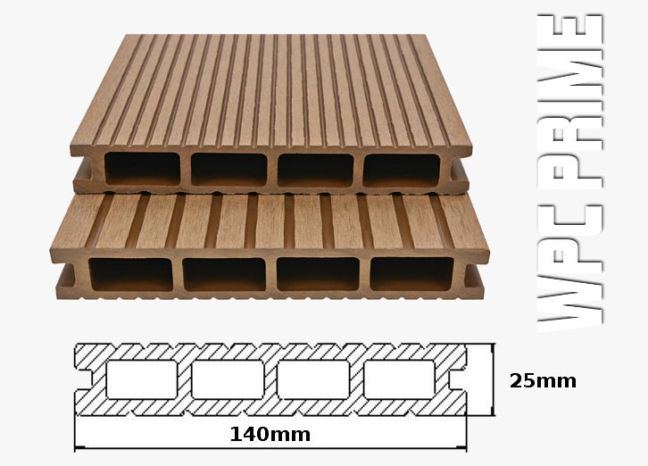 Listoni WPC 25m² per pavimentazione decking colore Coffee listone 140x2200mm spessore 25mm