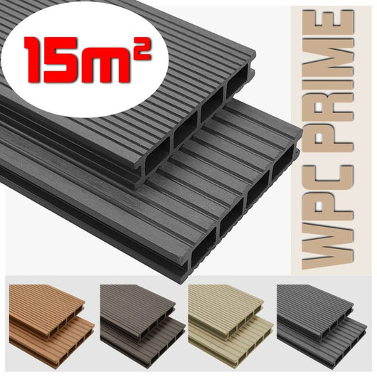 Listoni WPC 15m² per pavimentazione decking colore Grey listone 140x2200mm spessore 25mm
