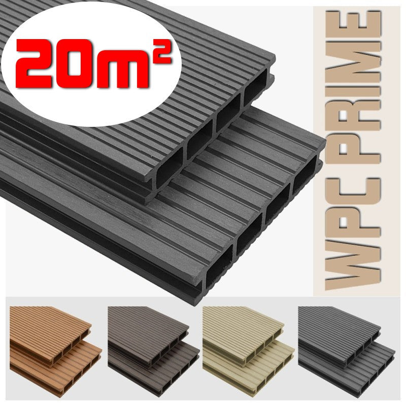 Listoni WPC 20m² per pavimentazione decking colore Grey listone 140x2200mm spessore 25mm