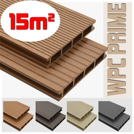 Listoni WPC 15m² per pavimentazione decking colore Teak listone 140x2200mm spessore 25mm