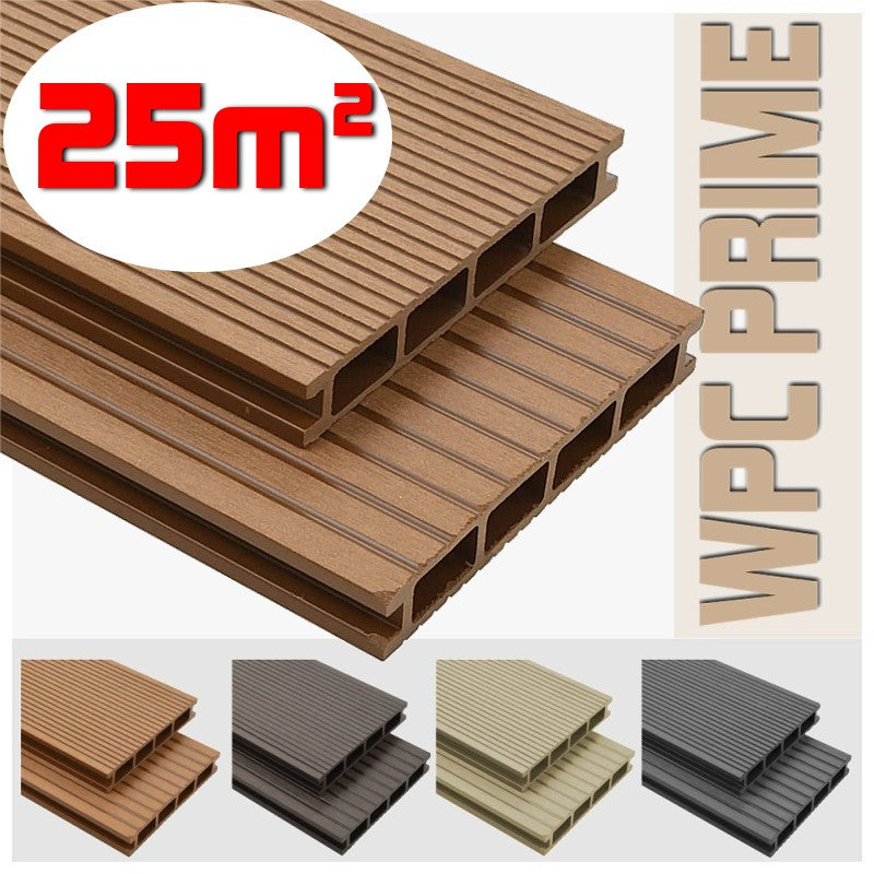 Listoni WPC 25m² per pavimentazione decking colore Teak listone 140x2200mm spessore 25mm