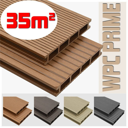 Listoni WPC 35m² per pavimentazione decking colore Teak listone 140x2200mm spessore 25mm
