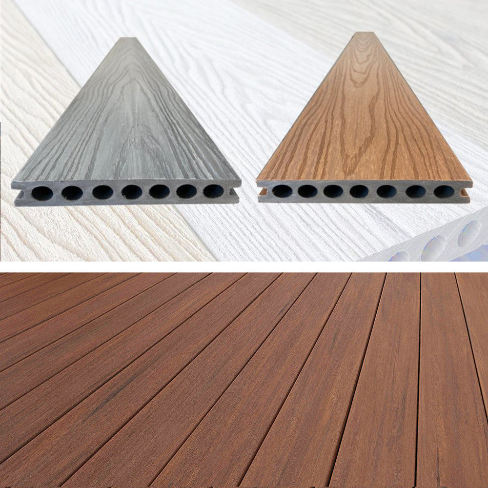 Listone WPC 3D SUPRAM HD 35m² co-estruso per pavimentazione decking colore Teak effetto legno 138x2200mm spessore 22mm