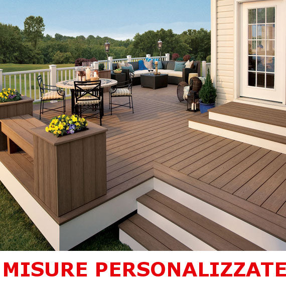 Listone WPC 3D SUPRAM HD 30m² co-estruso per pavimentazione decking colore Grigio effetto legno 138x2200mm spessore 22mm