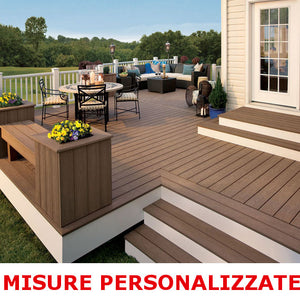Listone WPC 3D SUPRAM HD 35m² co-estruso per pavimentazione decking colore Teak effetto legno 138x2200mm spessore 22mm