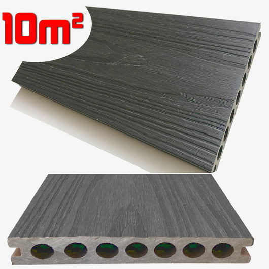 Listone WPC 3D SUPRAM HD 10m² co-estruso per pavimentazione decking colore Grigio effetto legno 138x2200mm spessore 22mm