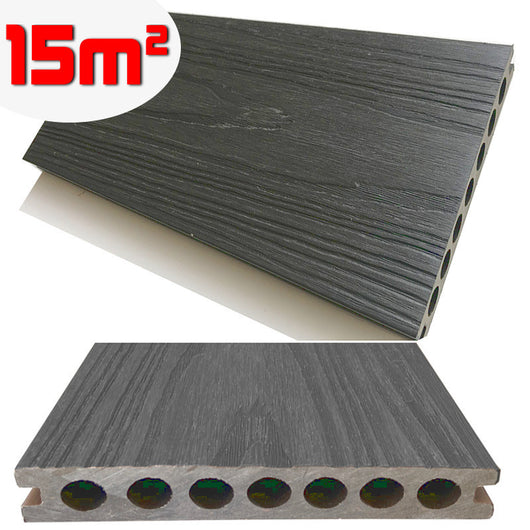 Listone WPC 3D SUPRAM HD 15m² co-estruso per pavimentazione decking colore Grigio effetto legno 138x2200mm spessore 22mm