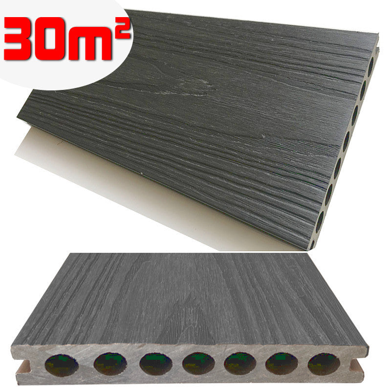 Listone WPC 3D SUPRAM HD 30m² co-estruso per pavimentazione decking colore Grigio effetto legno 138x2200mm spessore 22mm