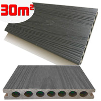 Listone WPC 3D SUPRAM HD 30m² co-estruso per pavimentazione decking colore Grigio effetto legno 138x2200mm spessore 22mm
