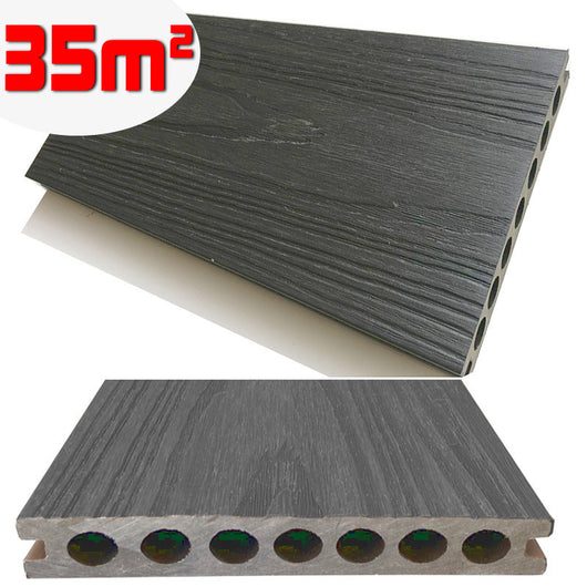 Listone WPC 3D SUPRAM HD 35m² co-estruso per pavimentazione decking colore Grigio effetto legno 138x2200mm spessore 22mm