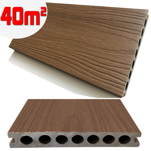 Listone WPC 3D SUPRAM HD 40m² co-estruso per pavimentazione decking colore Teak effetto legno 138x2200mm spessore 22mm