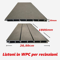 Listoni WPC L196xH183cm per recinzione colore Teak listone 205x1805mm spessore 20mm