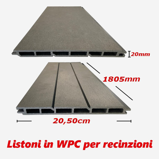 Listoni WPC L196xH183cm per recinzione colore Rovere listone 205x1805mm spessore 20mm