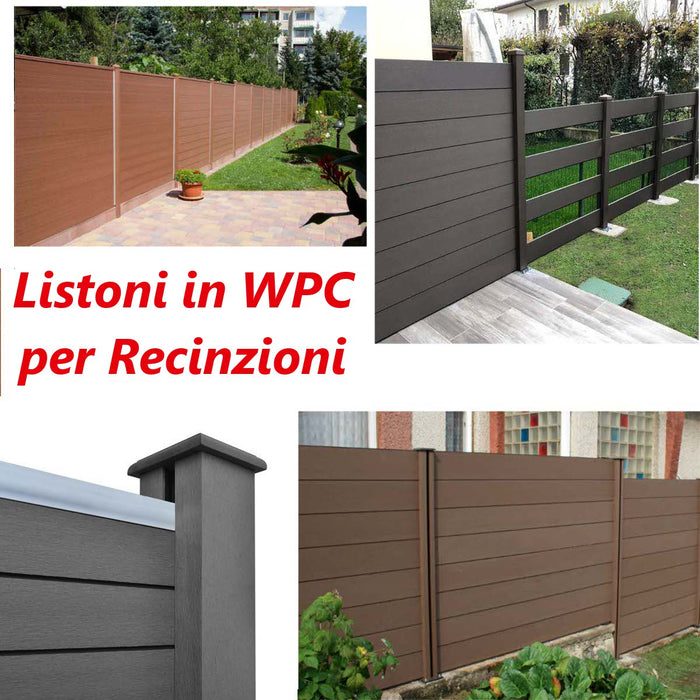Listoni WPC L196xH183cm per recinzione colore Teak listone 205x1805mm spessore 20mm