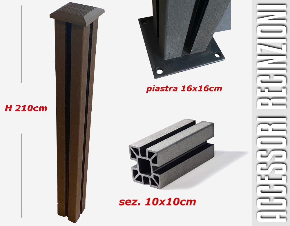 Listoni WPC L196xH183cm per recinzione colore Teak listone 205x1805mm spessore 20mm