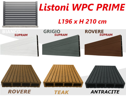 Listoni WPC PRIME L196xH183cm per recinzione colore Antracite listone 105x1805mm spessore 20mm