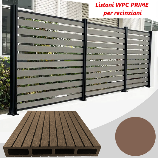 Listoni WPC PRIME L196xH183cm per recinzione colore Rovere listone 105x1805mm spessore 20mm