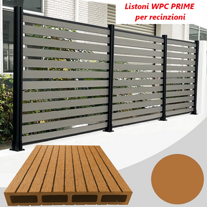 Listoni WPC PRIME L196xH183cm per recinzione colore Teak listone 105x1805mm spessore 20mm