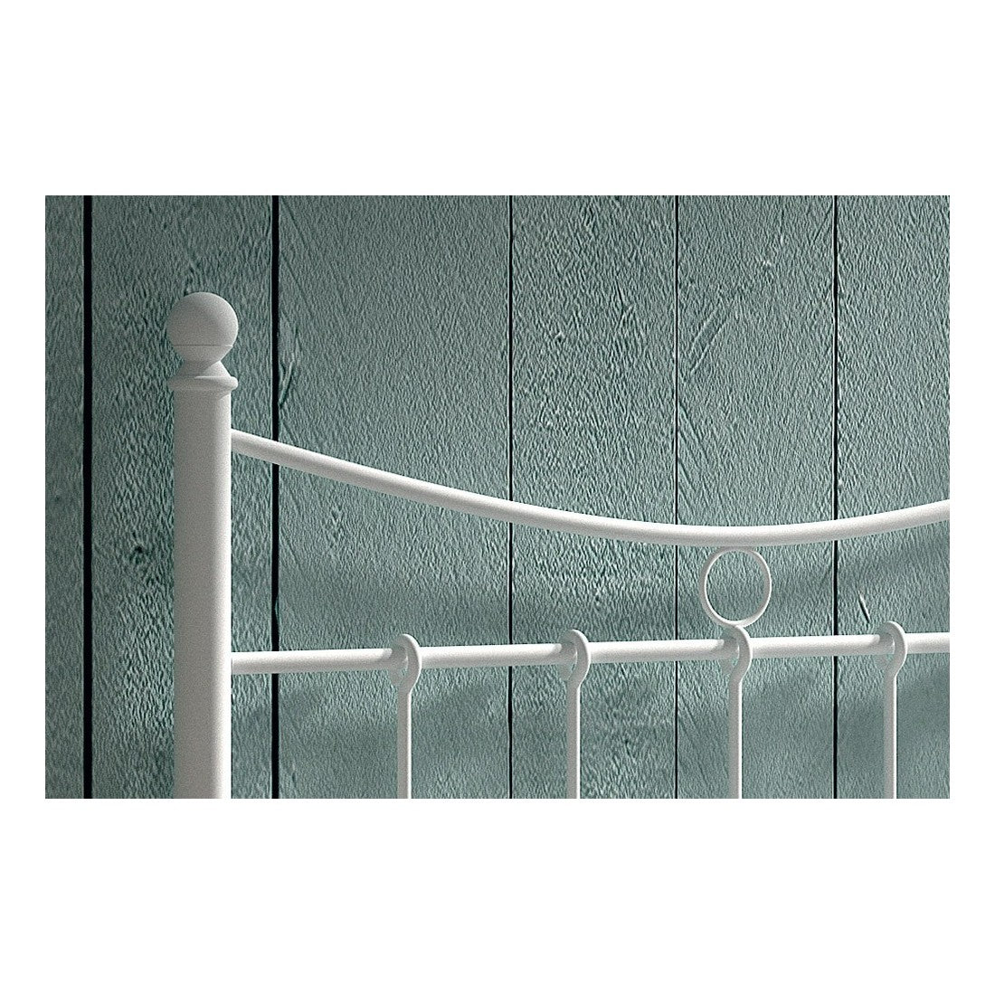 Letto singolo in metallo bianco 90x200 SENCHA stile contemporaneo.