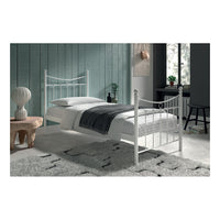 Letto singolo in metallo bianco 90x200 SENCHA stile contemporaneo.