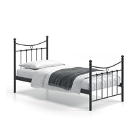 Letto singolo in metallo nero 90x200 SENCHA stile contemporaneo.