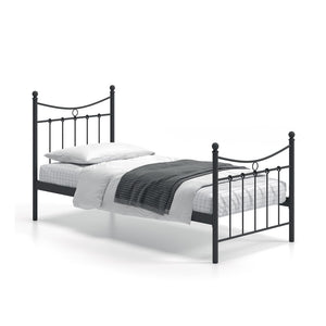 Letto singolo in metallo nero 90x200 SENCHA stile contemporaneo.