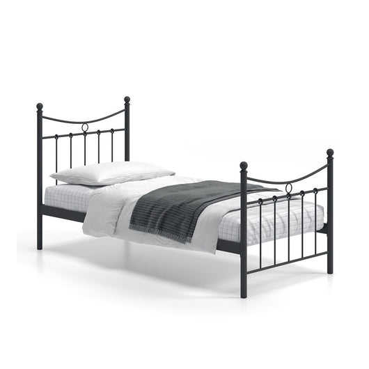 Letto singolo in metallo nero 90x200 SENCHA stile contemporaneo.