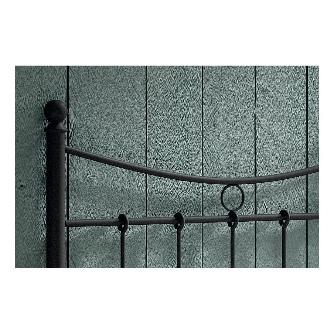 Letto singolo in metallo nero 90x200 SENCHA stile contemporaneo.