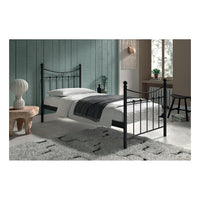 Letto singolo in metallo nero 90x200 SENCHA stile contemporaneo.