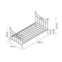 Letto singolo in metallo nero 90x200 SENCHA stile contemporaneo.